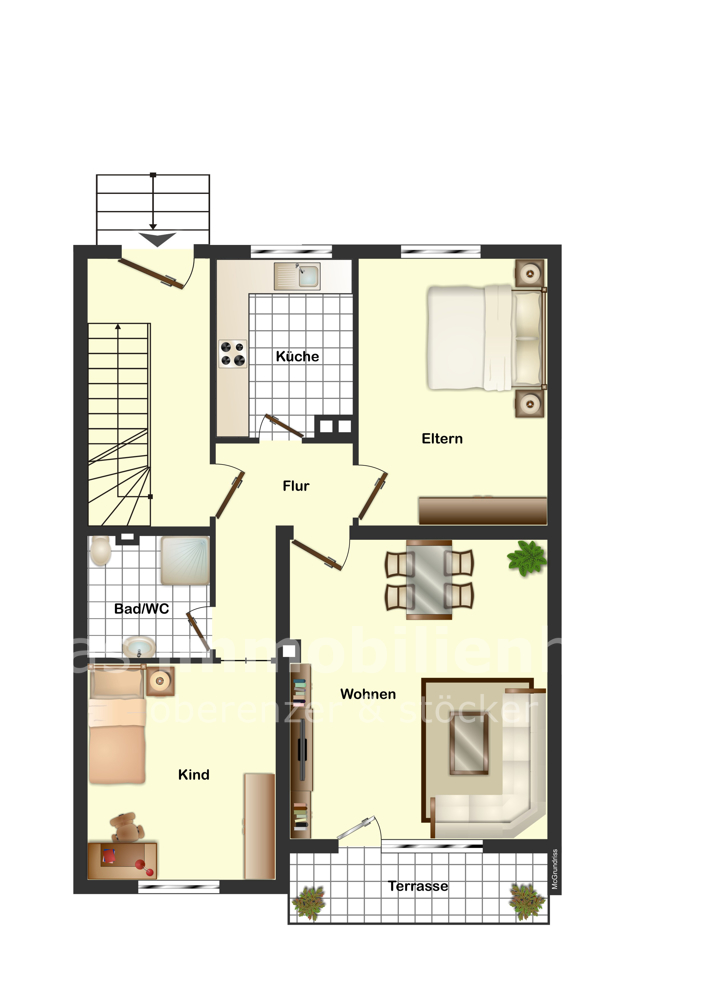 Grundriss EG OG Expose Reihenmittelhaus Braunschweig