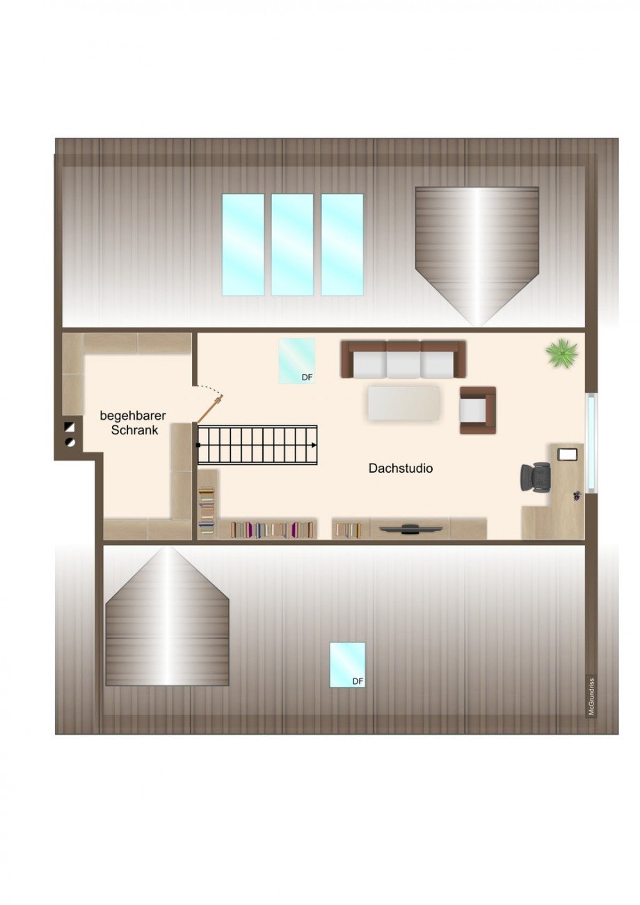 Grundriss Dachstudio Maisonettewohnung Salzgitter