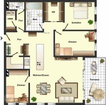 Grundriss_4_Zimmer_Variante 3 bis 4-Zimmer-Wohnung mit Garten in der N�he vom Wasserturm