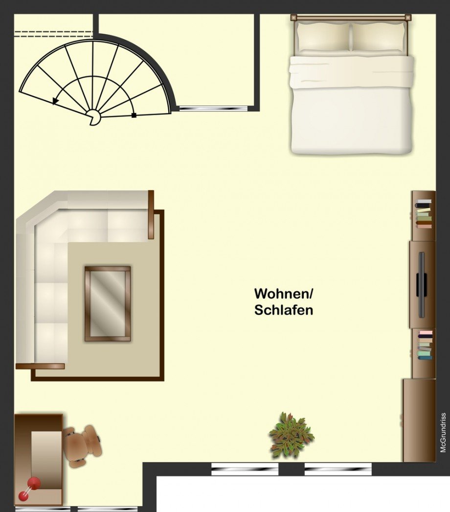Grundriss Wohnbereich - untere Ebene Maisonettewohnung Braunschweig