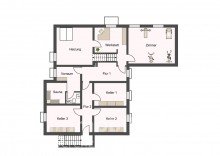 Grundriss Kellergeschoss Schmied-Bungalow! Mit wundersch�nem Garten und Teich (renovierungsbed�rftig)