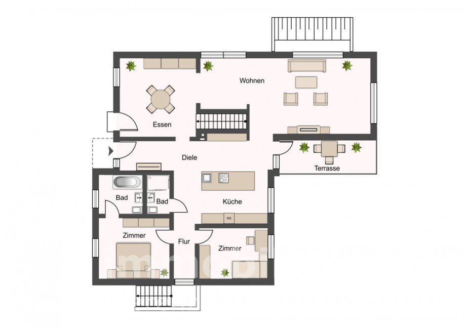Grundriss Erdgeschoss Bungalow Braunschweig / Wenden-Thune-Harxb�ttel