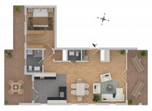 Grundriss_Neubau_Braunschweig_�stliches_Ringgebiet Neubau: Moderne Penthouse Wohnung mit 2 Zimmern im �stlichen Ringgebiet