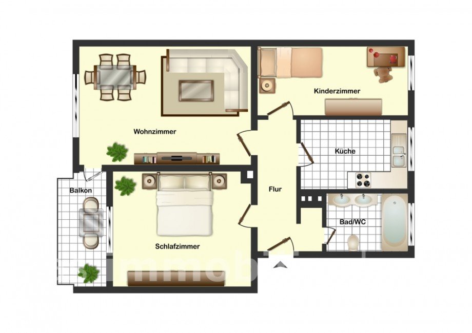 Grundriss 1.OG R�ningen Etagenwohnung Braunschweig