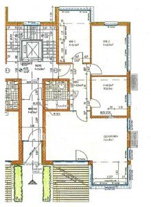 Grundriss Sch�ne 3-Zimmer-Wohnung im EG mit sonniger Terrasse im �stlichen Ringgebiet, direkt am Wasserturm