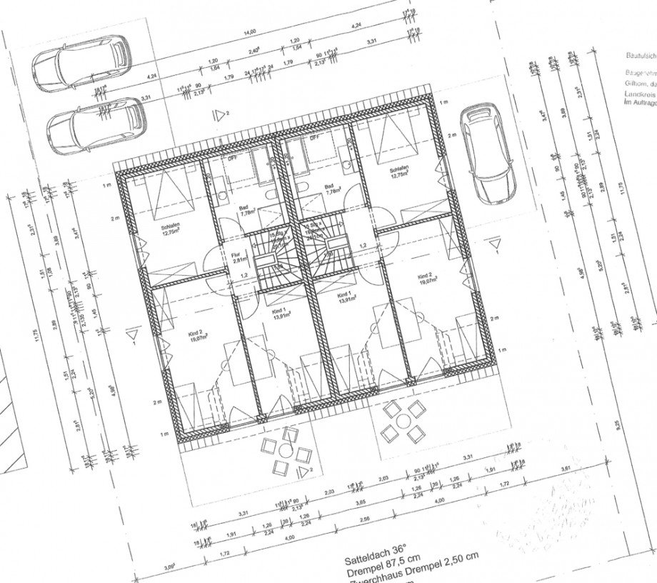 Grundriss OG Doppelhaush�lfte Meine / Bechtsb�ttel