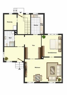 Grundriss Erdgeschoss 2-Familienhaus-Doppelhaush�lfte mit Garage an der K�lberwiese