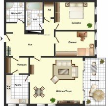 Grundriss_3_Zimmer_Variante 3 bis 4-Zimmer-Wohnung mit Garten in der N�he vom Wasserturm