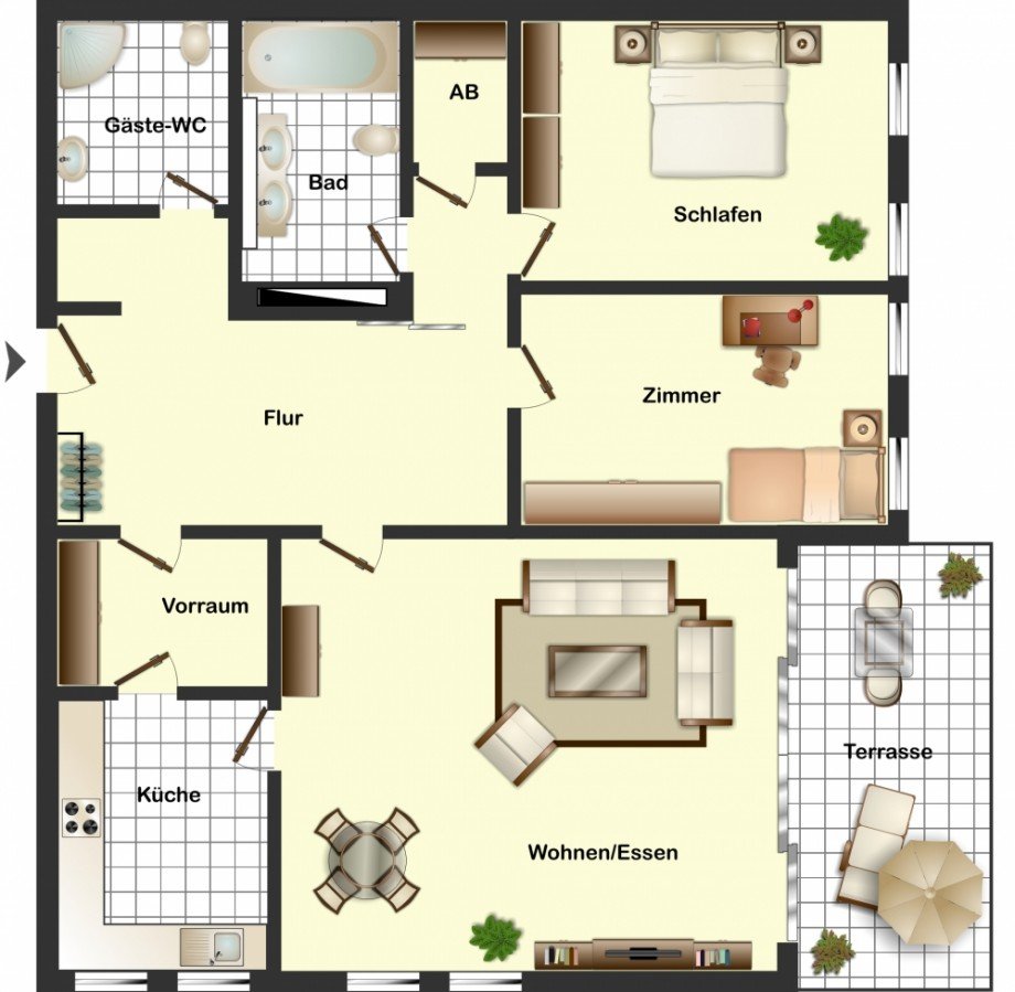 Grundriss_3_Zimmer_Variante Erdgeschosswohnung Braunschweig