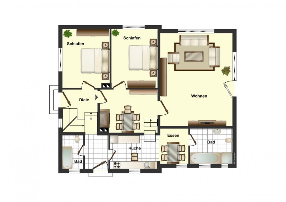 Grundriss EG (Nicht ma�stabsgerecht. F�r Fl�chenma�e wird keine Garantie gegeben) Haus Meine / Bechtsb�ttel